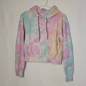 670. Exist Long Sleeve Hoodie Tie Dye Rainbow Colors Sz S